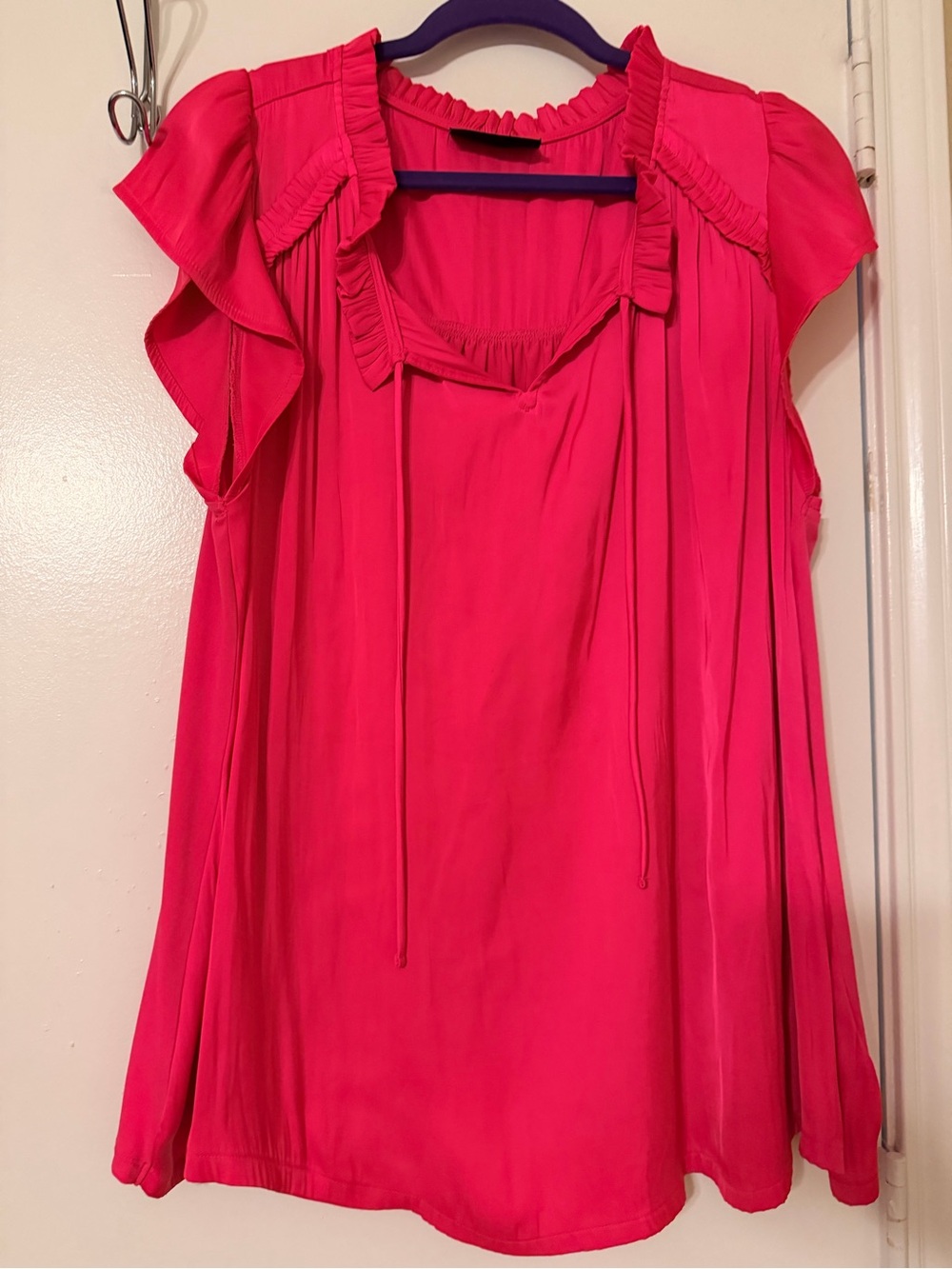 Lane Bryant Pink Ruffled Tie-Front Sleeveless Tunic
